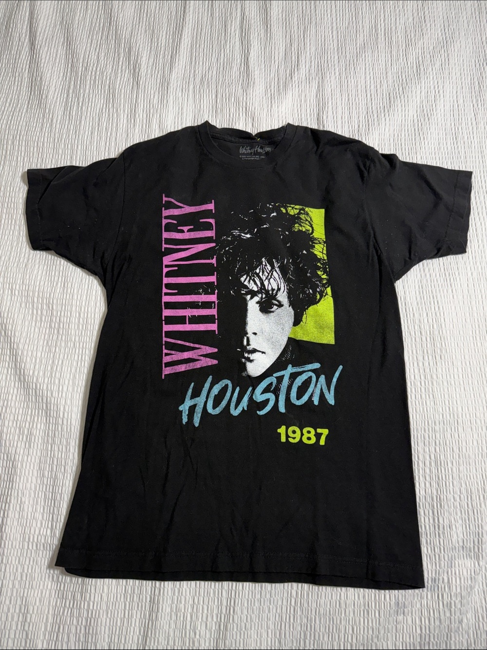 Whitney Houston 1987 Black Graphic Short Sleeve Tee